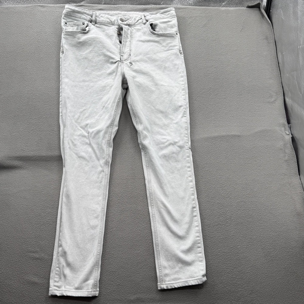 Ksubi Jeans Mens 36x30 (Fits 34/30) Light Wash Gray Slim Skinny Button Fly.